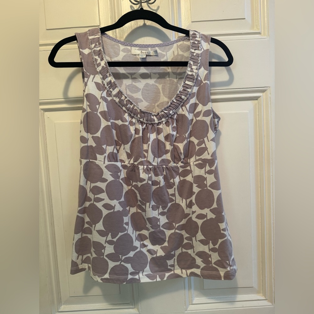 Boden Gray/Lilac Ruffled Sleeveless Tank Top